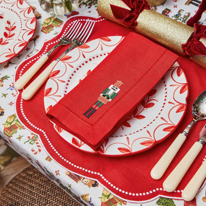 Red Eloise Linen Placemats & Nutcracker Napkins (Set of 4)
