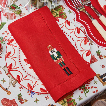 Red Eloise Linen Placemats & Nutcracker Napkins (Set of 4)