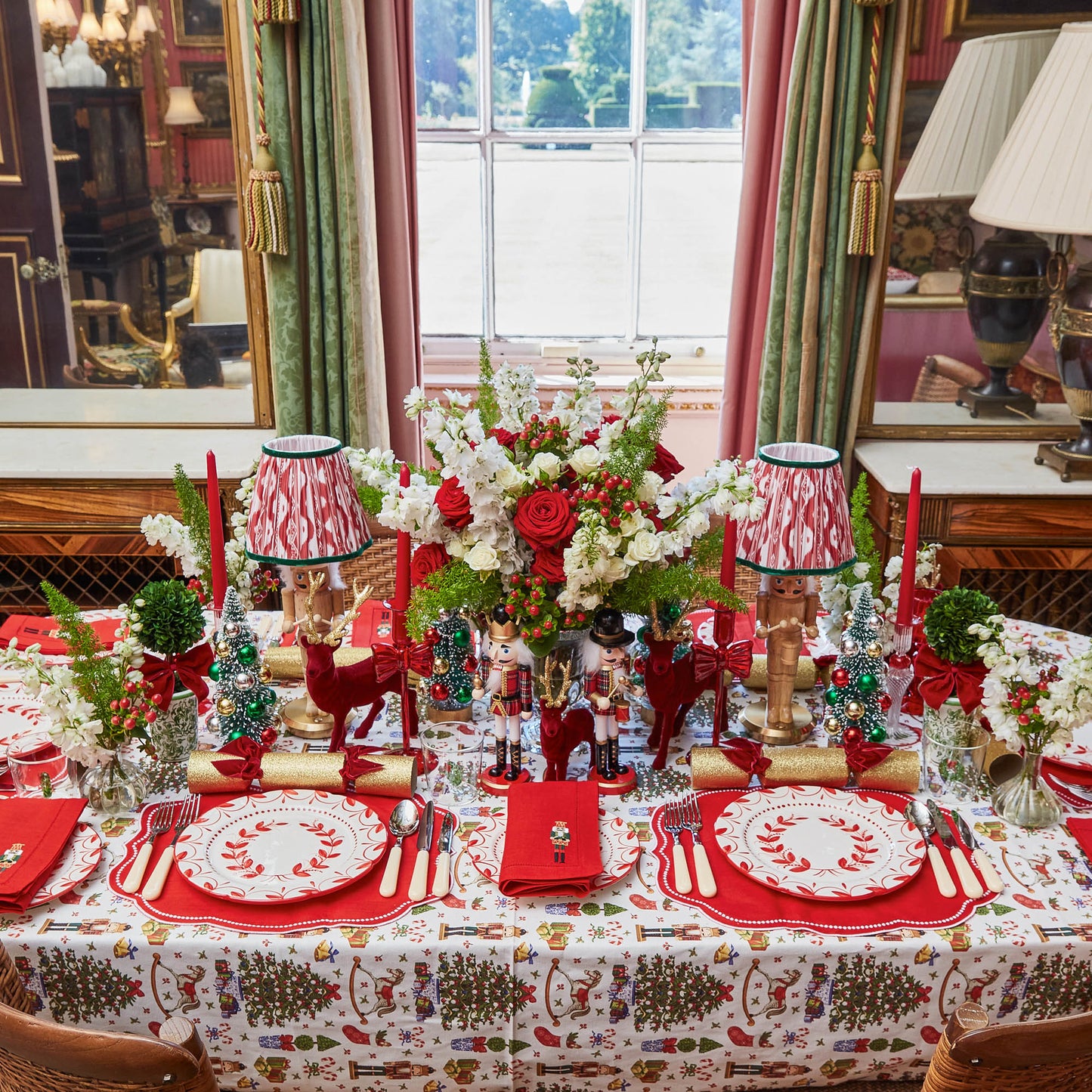 Red Eloise Linen Placemats & Nutcracker Napkins (Set of 4)