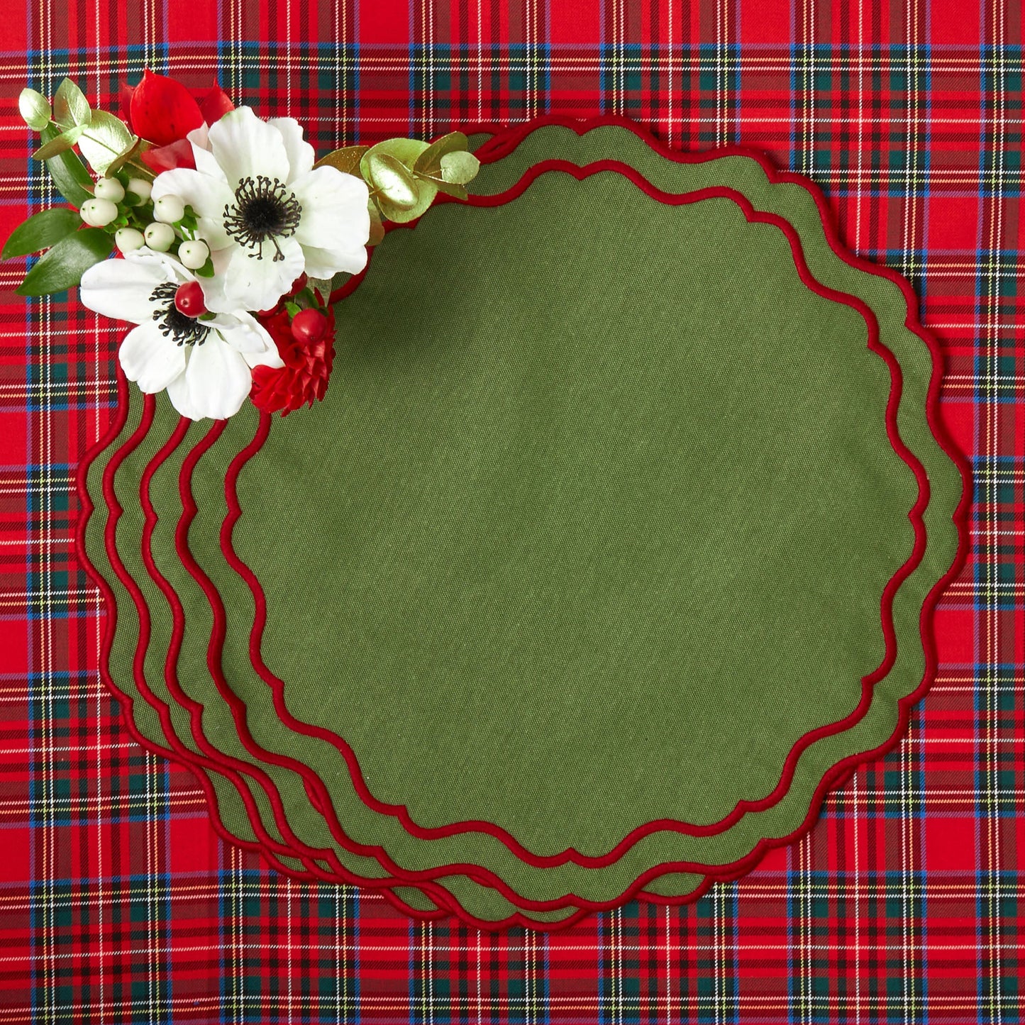 Green & Red Katherine Placemats (Set of 4)