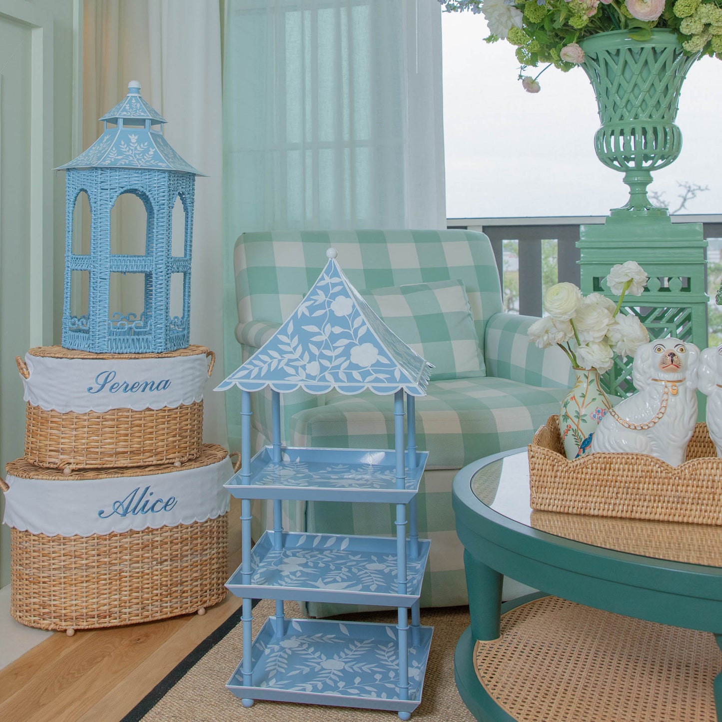 Blue Tole Three Tier Pagoda Stand