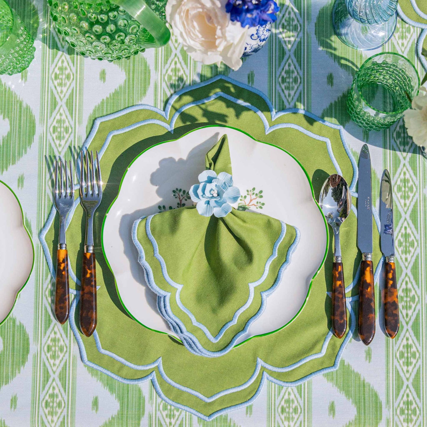 Green Fleur Napkins (Set of 4)
