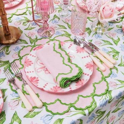 Pink & Green Lily Placemats & Napkins (Set of 4)