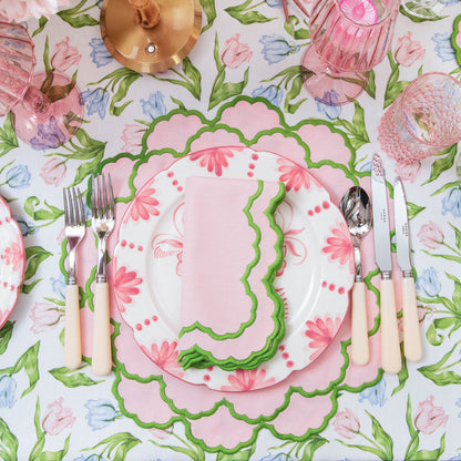 Pink & Green Lily Placemats & Napkins (Set of 4)