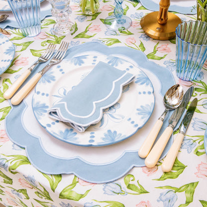 Blue Serena Appliqué Placemats & Napkins (Set of 4)