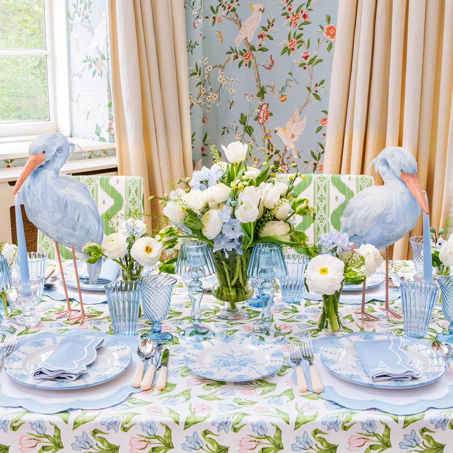 Blue Serena Appliqué Placemats & Napkins (Set of 4)