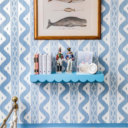 Soft Blue Scalloped Lacquer Shelf