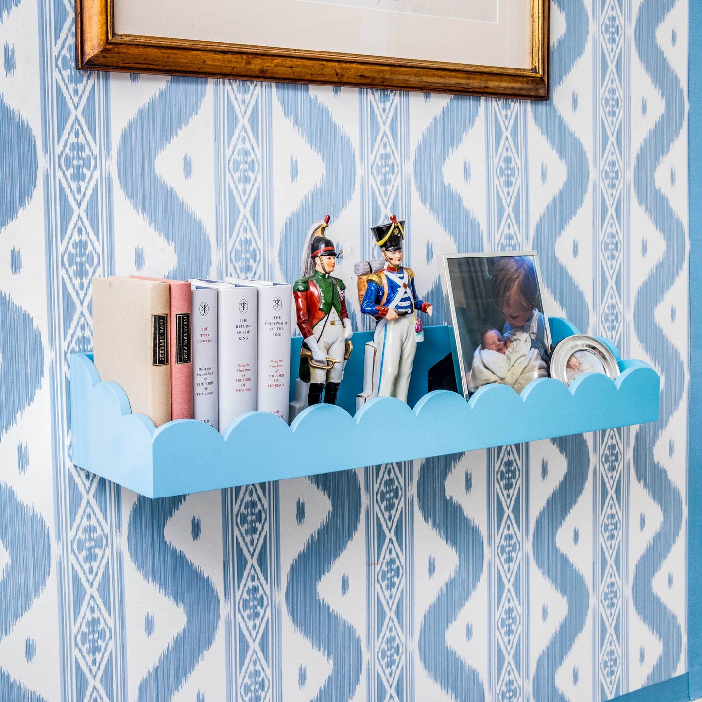 Soft Blue Scalloped Lacquer Shelf