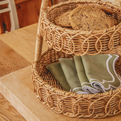 Small Rattan Two-Tiered Stand