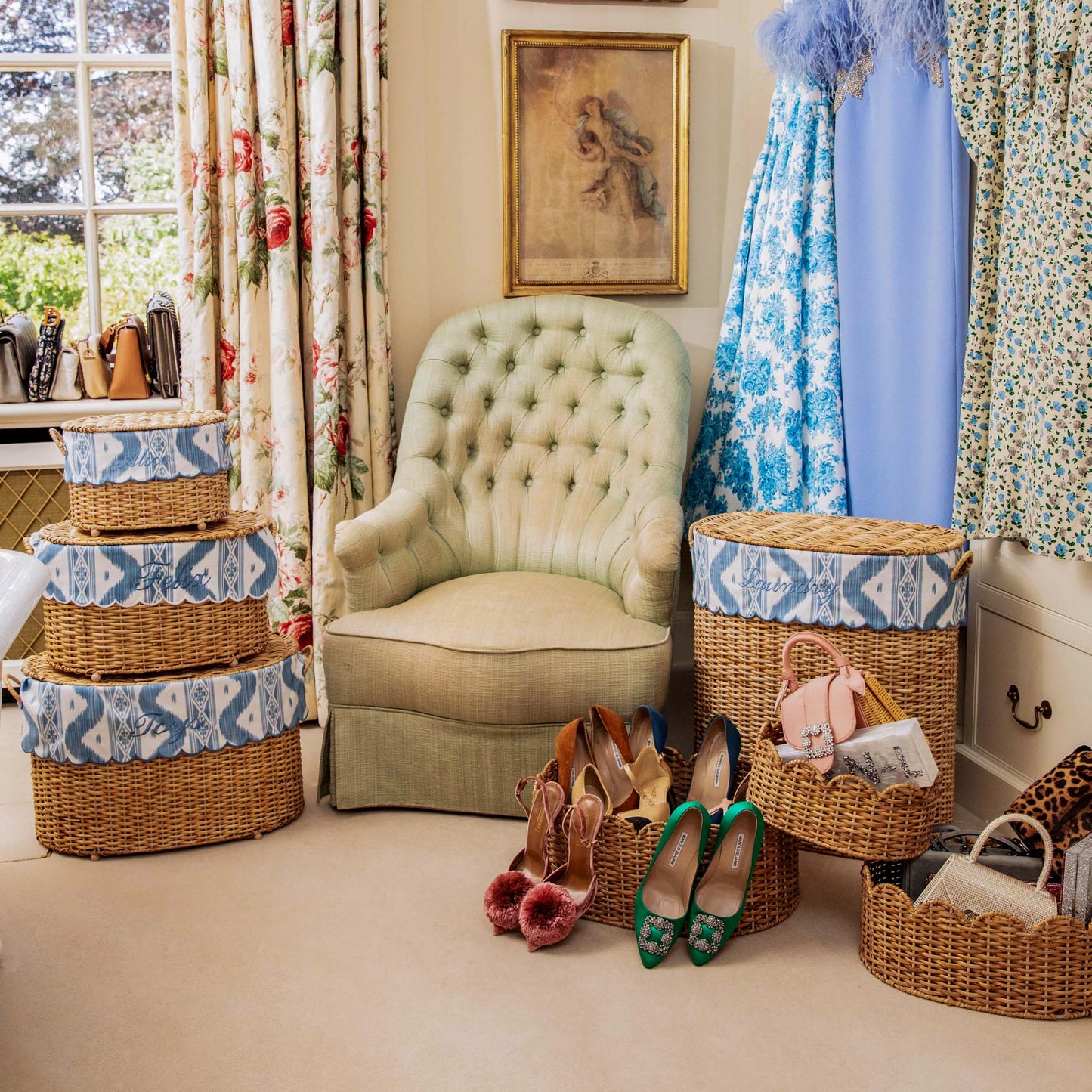 Isabella Rattan Basket with Ikat Liner (Extra Small)