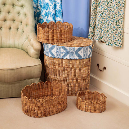 Isabella Rattan Laundry Basket with Ikat Liner