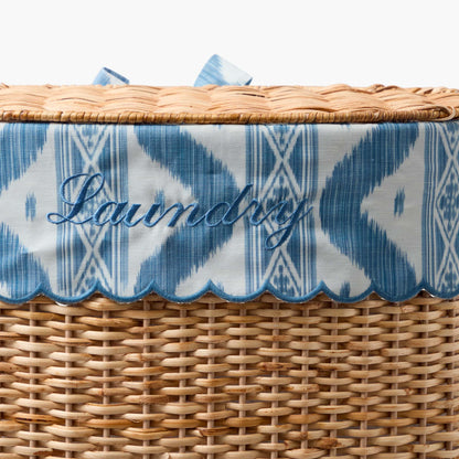 Isabella Rattan Laundry Basket with Ikat Liner