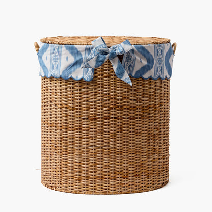 Isabella Rattan Laundry Basket with Ikat Liner