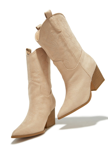 Festival Ready Cowgirl Boots - Khaki