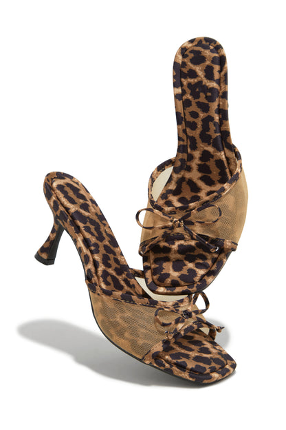 Eliza Mid Heel Mules - Leopard