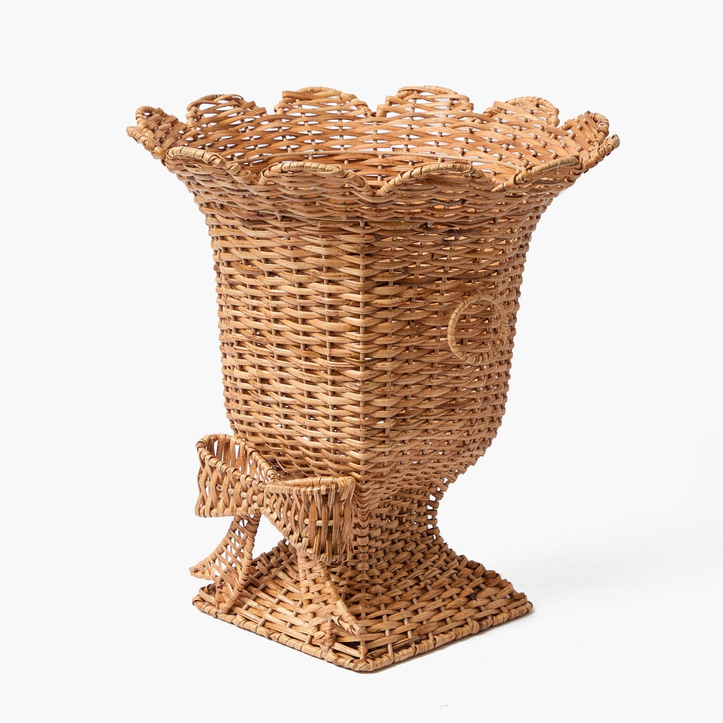 Liliana Bow Scalloped Rattan Urn