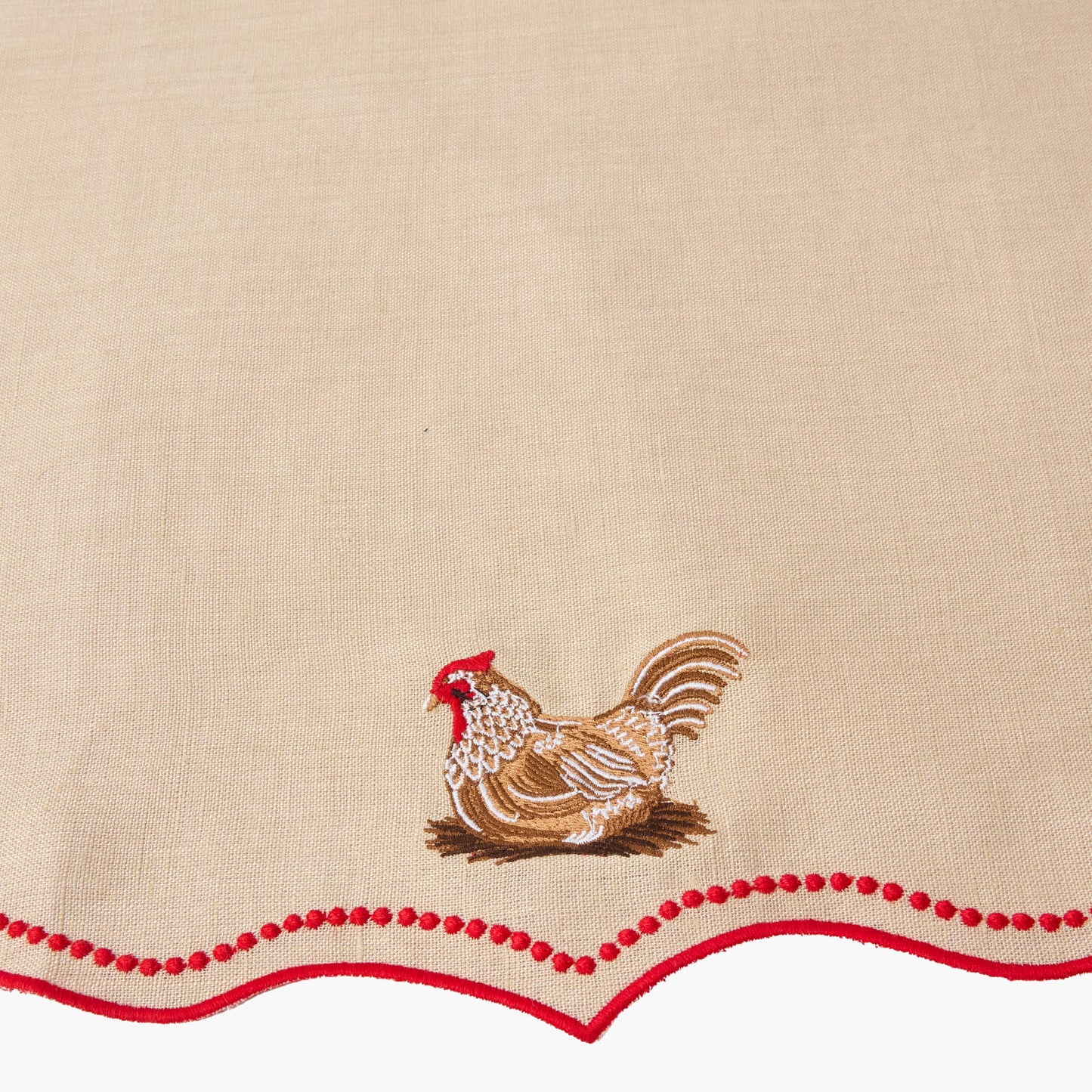 Putty & Red Eloise Linen Placemats & Henrietta Hen Napkins (Set of 4)