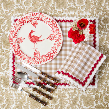 Putty Gingham & Red Rossina Placemats (Set of 4)
