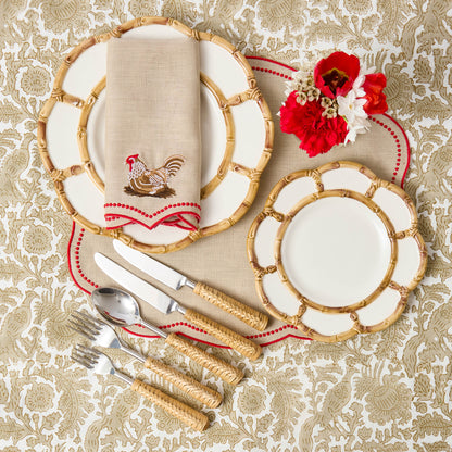 Putty & Red Eloise Linen Placemats & Henrietta Hen Napkins (Set of 4)