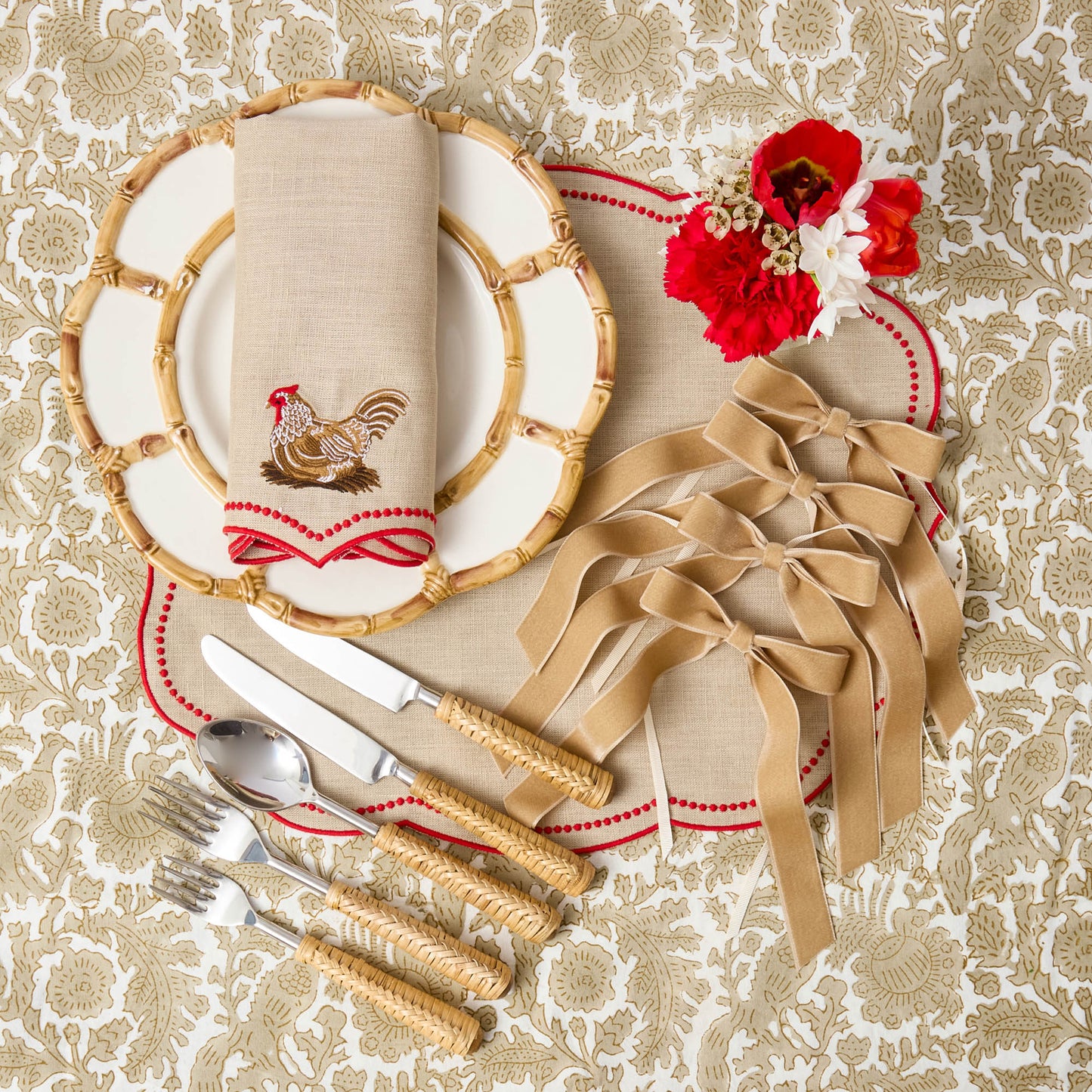 Oat Velvet Bow (Set of 4) - 20cm