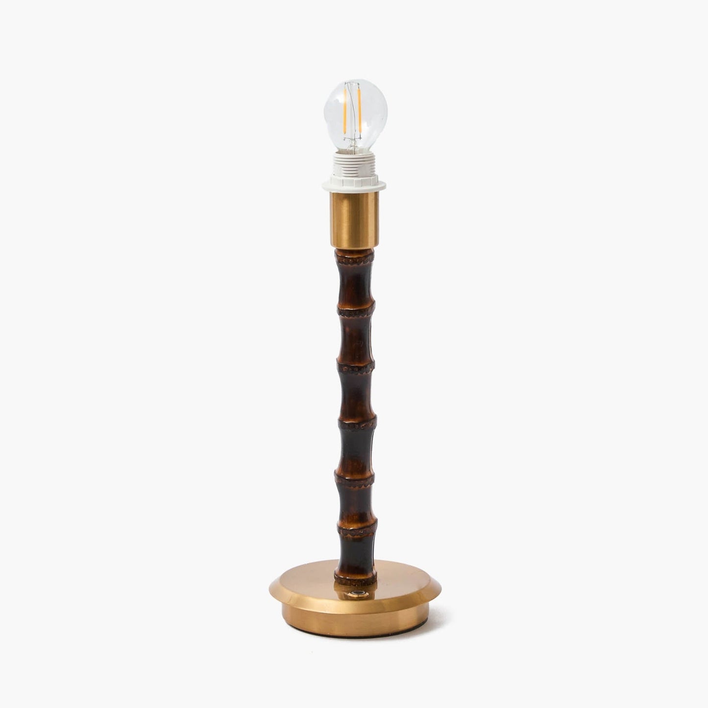 Burnt Bamboo Rechargeable Lamp with Red Velvet Bow Shade (18cm)