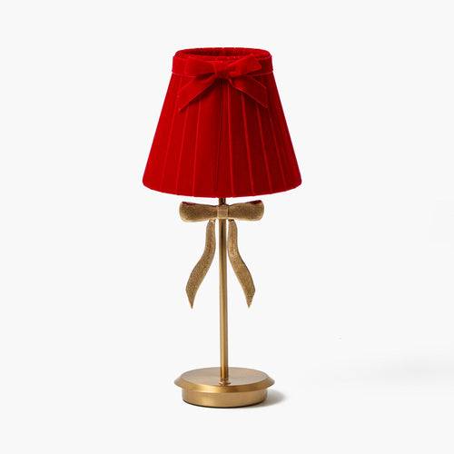 Marilyn Bow Rechargeable Lamp with Red Velvet Bow Shade (18cm)