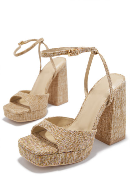 Kami Platform Block Heels - Rafia