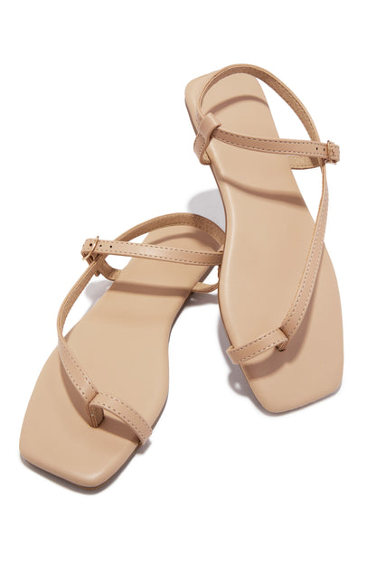 Monet Flat Strappy Sandals - Nude
