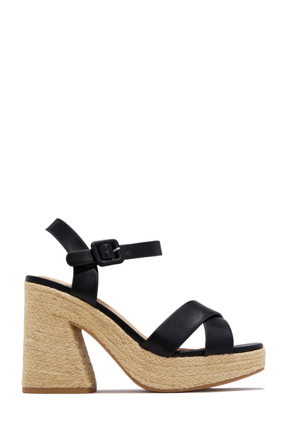 Xoch Platform Espadrille Heels - Black