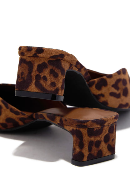 Danielle Mid Heel Mule Pumps - Leopard