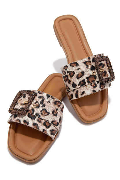 Paradise Steps Slip On Flat Sandals - Leopard