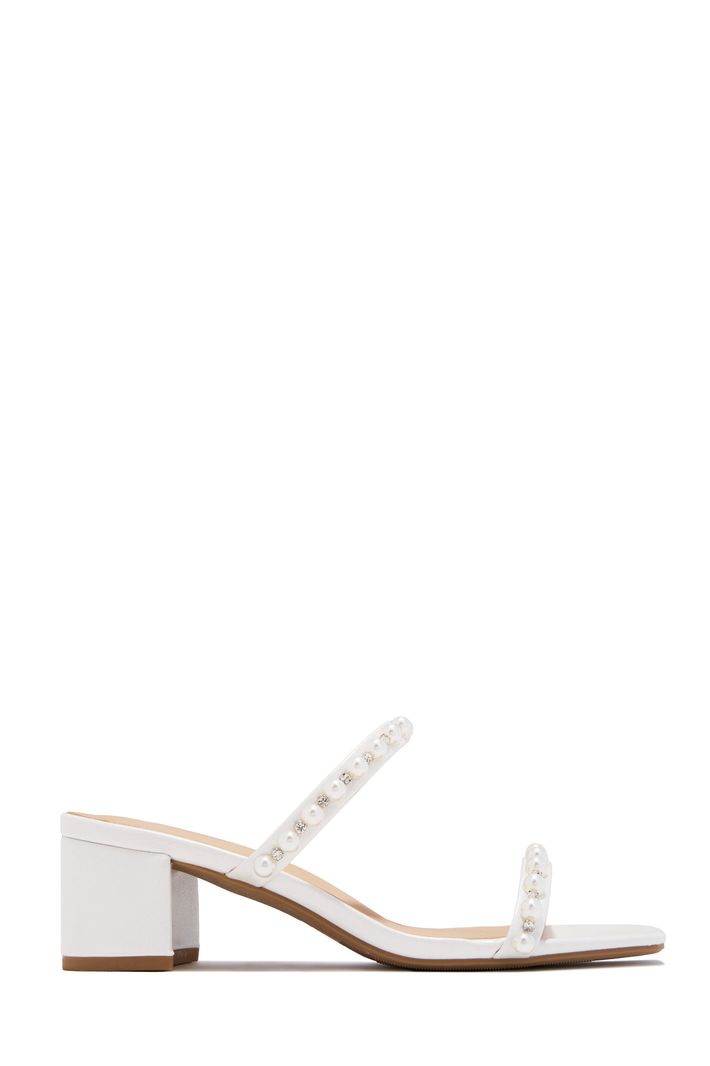 Celestial Romance Embellished Block Mid Heels - Pearl White