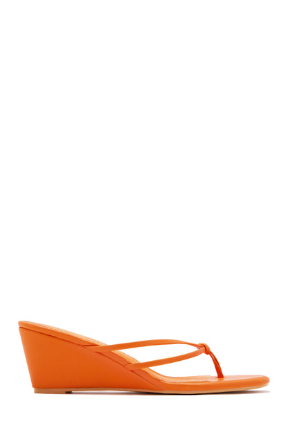 Mimosa Thong Strap Single Sole Wedges - Orange