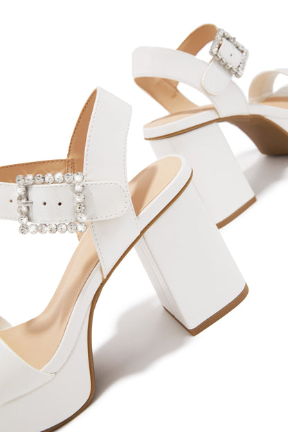 Wifey Material Platform Heels - White Pearl
