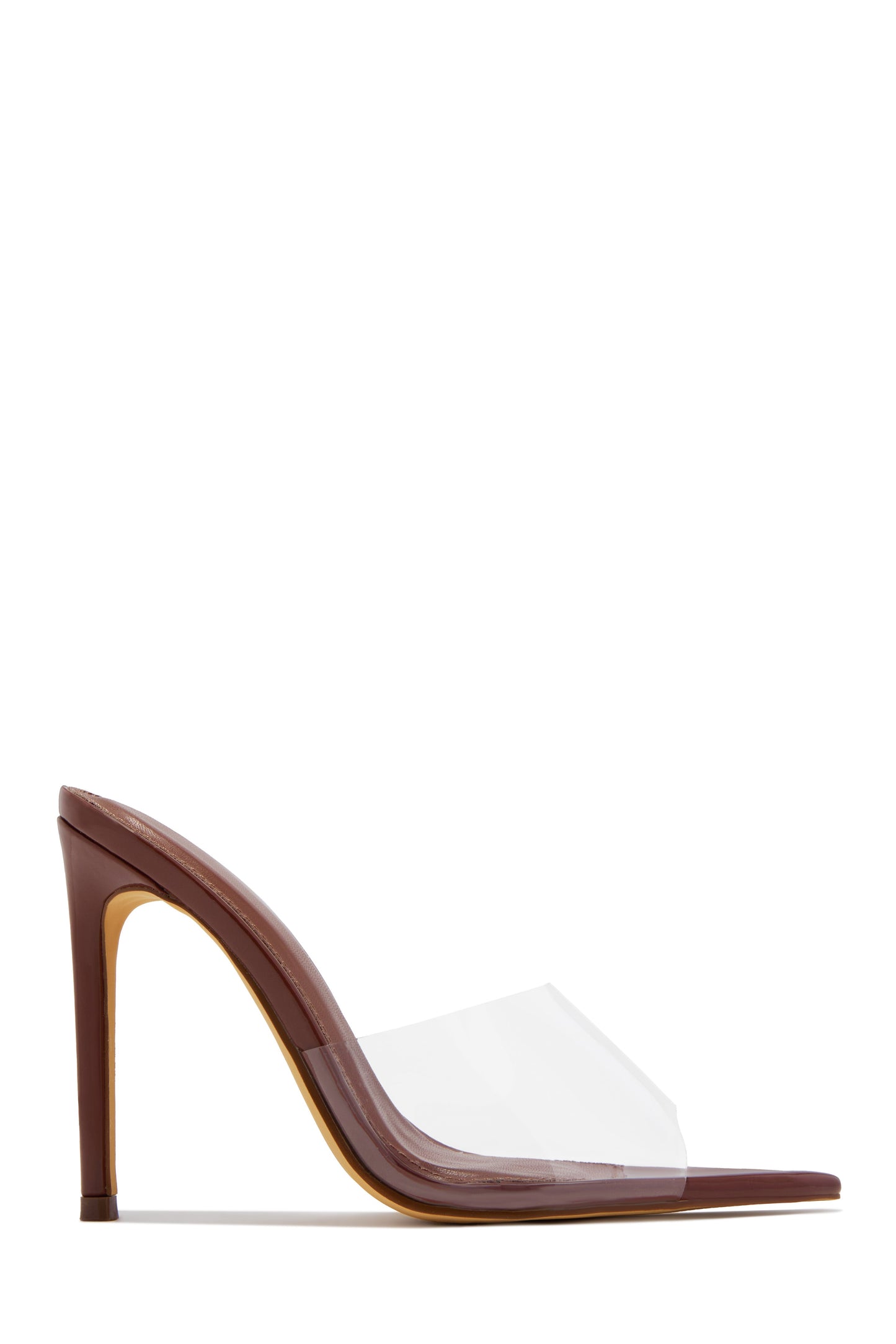 Ionic Clear Strap High Heel Mules - Brown