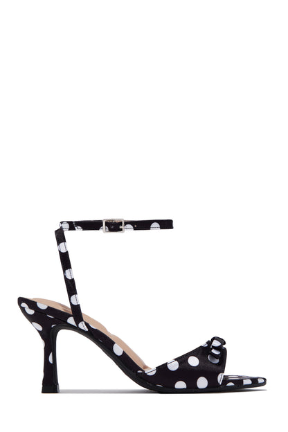 Sofia Polka Dot Single Sole Heels - Black