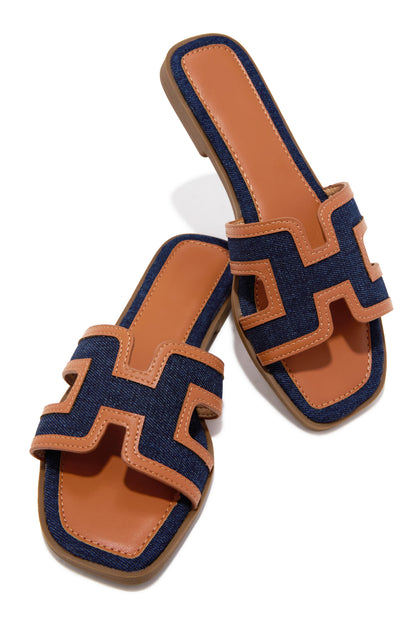 Demi Flat Slip On Sandals - Denim