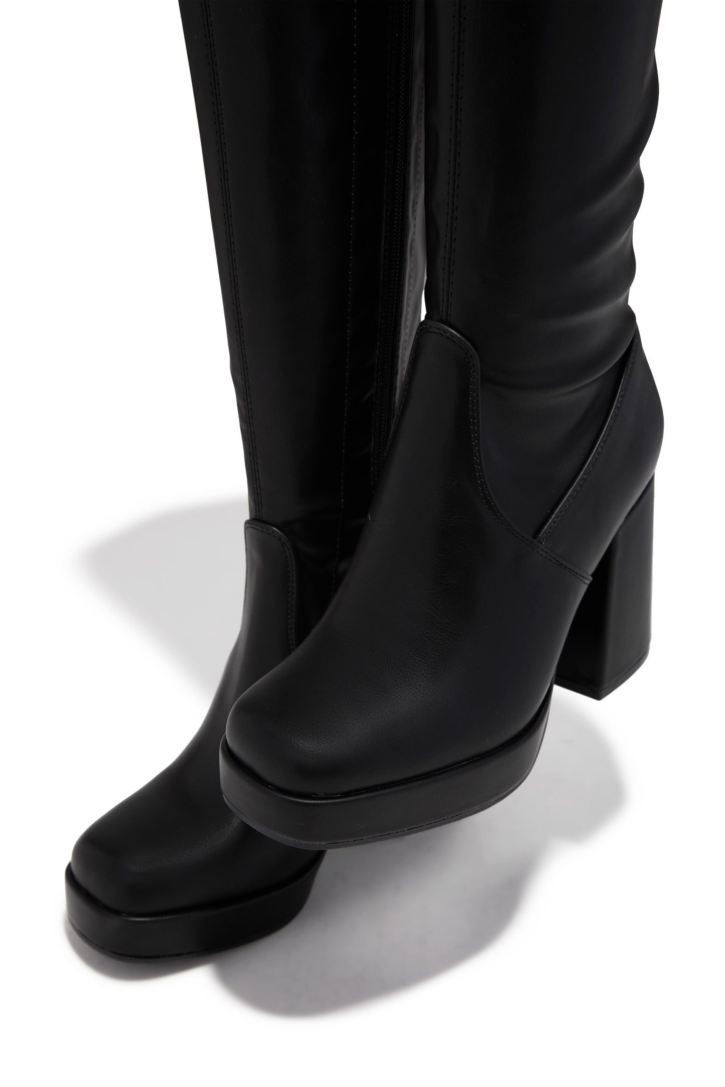 Ayanna Over The Knee Block Heel Boots - Black