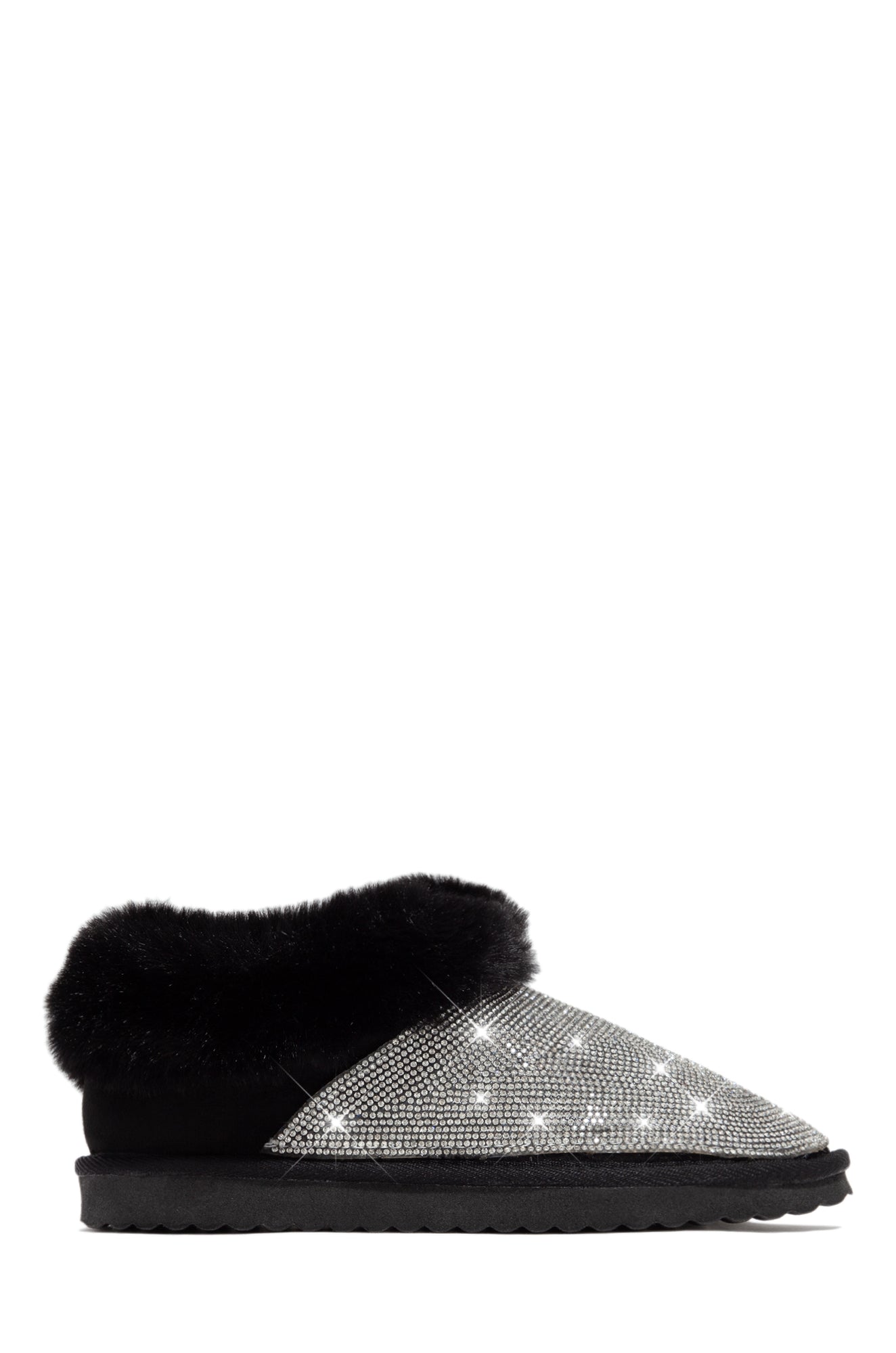 Luxe Status Embellished Faux Fur Boots - Black