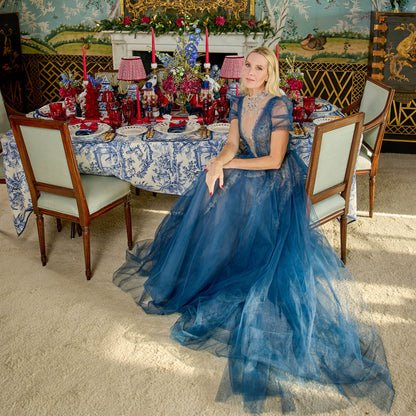 Blue Isla Toile Tablecloth