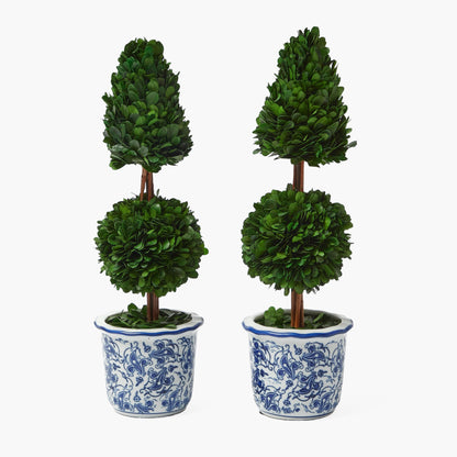 Chinoiserie Potted Boxwood Tree (Pair)