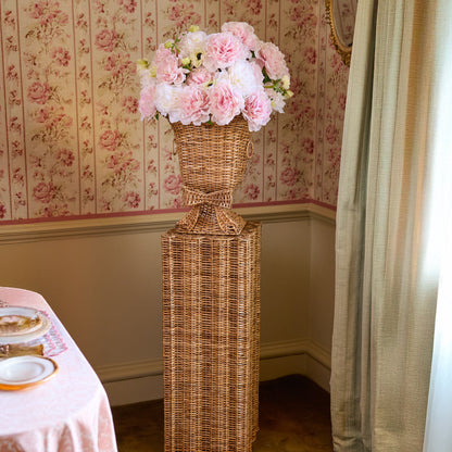 Liliana Bow Scalloped Rattan Urn