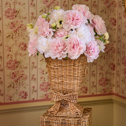 Liliana Bow Scalloped Rattan Urn