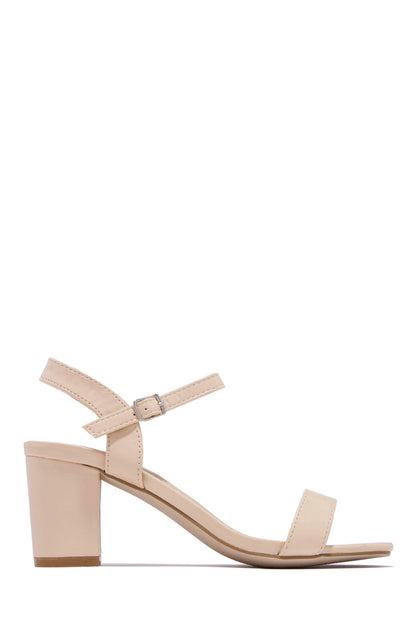 Deryna Ankle Strap Block Heels - White