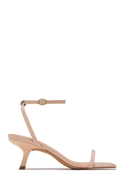 Karolay Ankle Strap Mid Heels - Nude