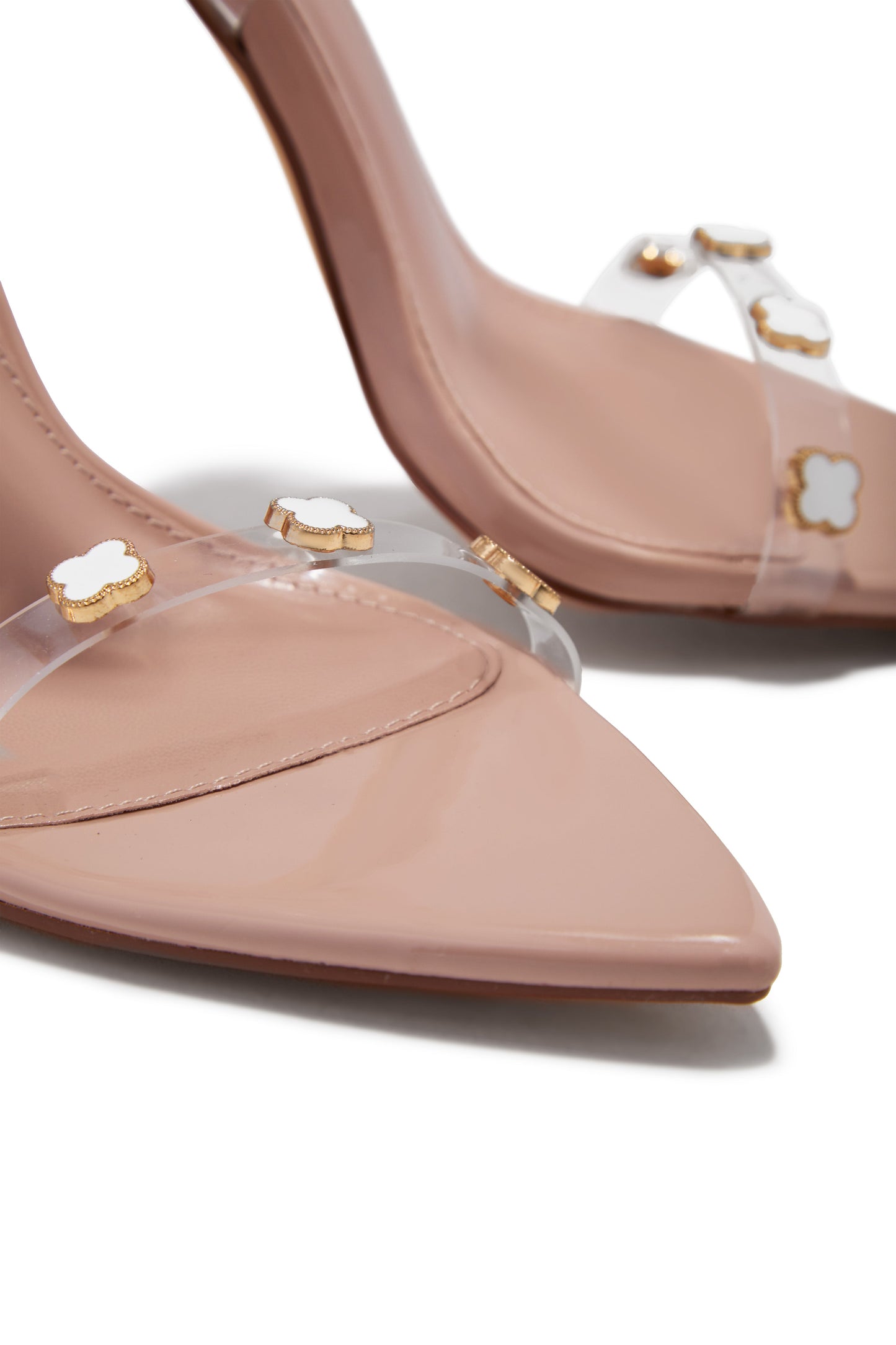 Aurela Clear Strap High Heels - Nude