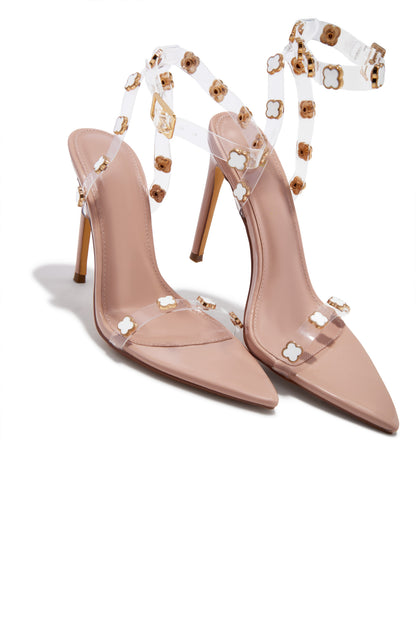 Aurela Clear Strap High Heels - Nude