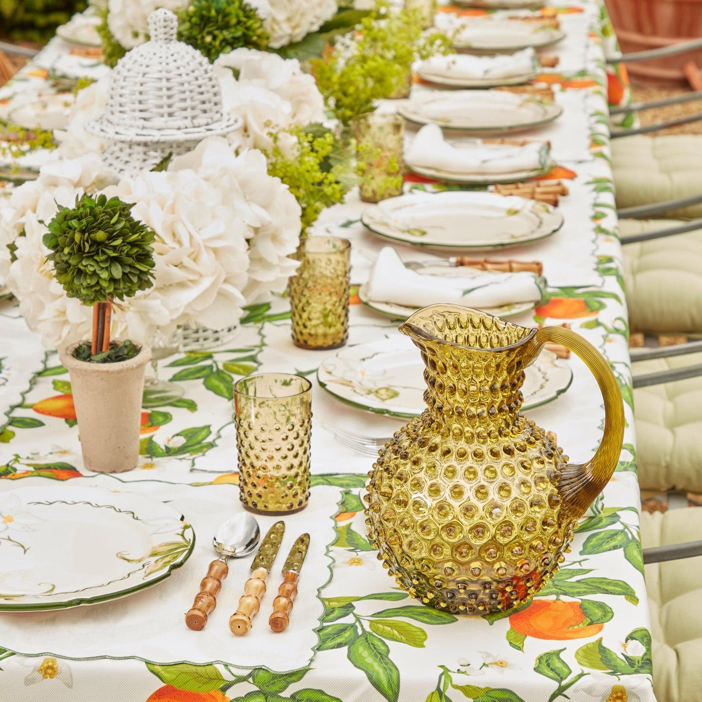 Olive Green Hobnail Jug