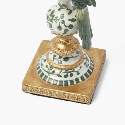 Olive Parrot Lamp with Olive Lotus Ruffle Shade (30cm)