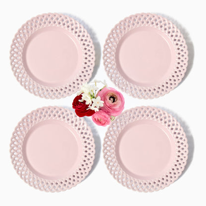 Pink Basketweave Starter Plates (Set of 4)